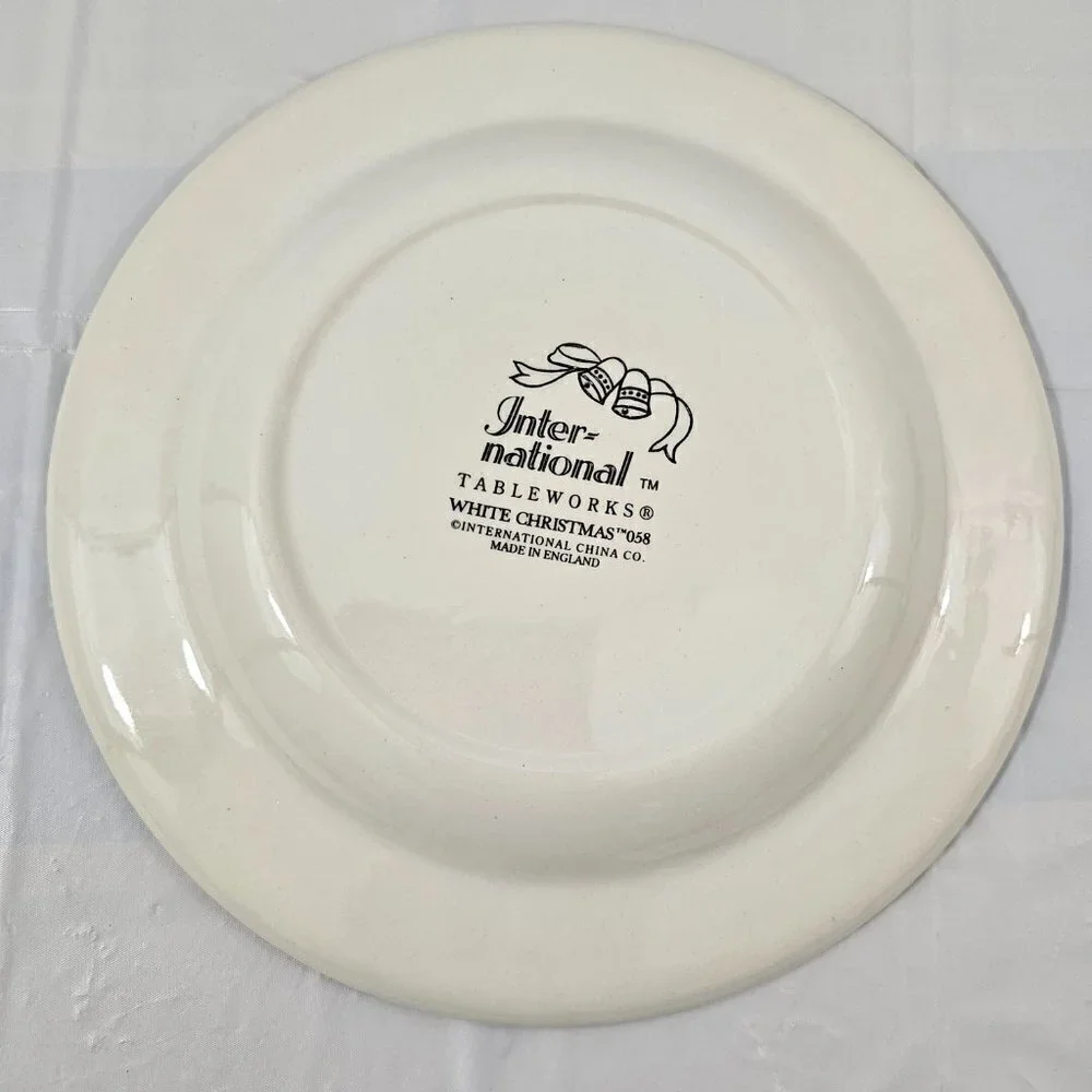 International Tableworks WHITE CHRISTMAS 8” Salad Luncheon Plates - Set of 4